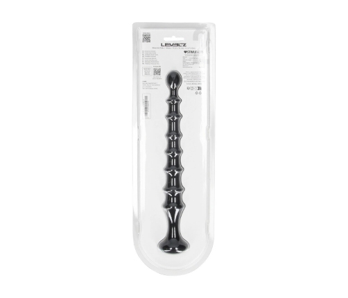 LEVELZ Ribbed Silicone Anal Probe Black - Flexible Flared Base Design
