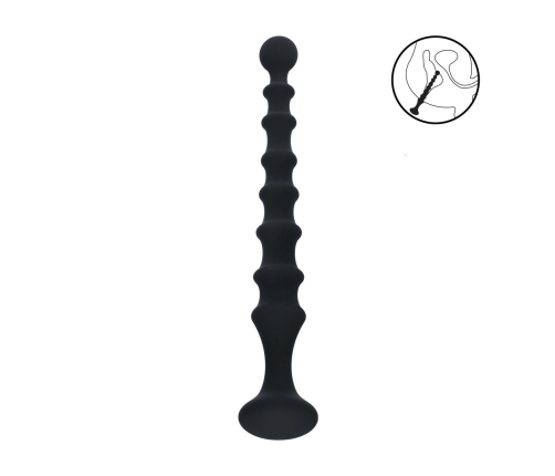 LEVELZ Ribbed Silicone Anal Probe Black - Flexible Flared Base Design