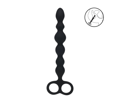 LEVELZ Beaded Silicone Intimate Probe Double Loop Black - Flexible Design