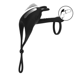 LEVELZ Adjustable Bunny Vibrating Silicone Intimate Ring Black