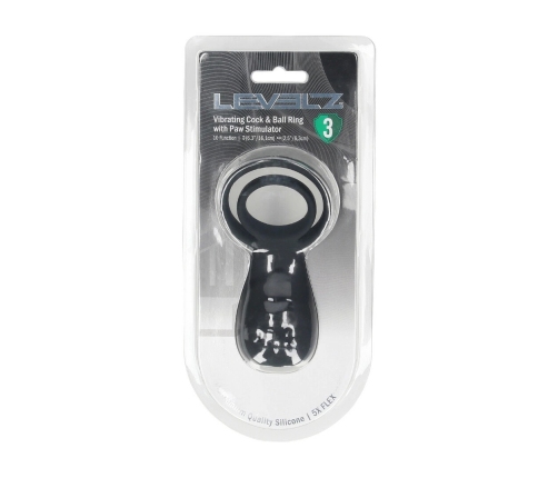 LEVELZ Level 3 Silicone Vibrating Dual Ring with Paw-Shaped Stimulator Black