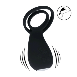 LEVELZ Level 3 Silicone Vibrating Dual Ring with Paw-Shaped Stimulator Black