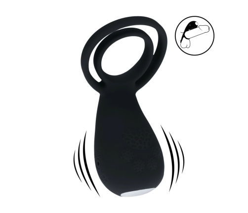 LEVELZ Level 3 Silicone Vibrating Dual Ring with Paw-Shaped Stimulator Black