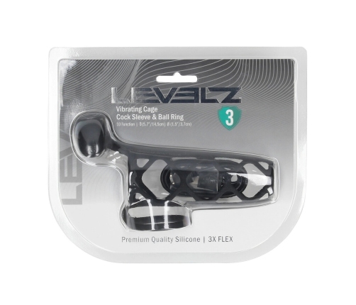 LEVELZ Silicone Stamina Sleeve with Vibrating Support Ring Black