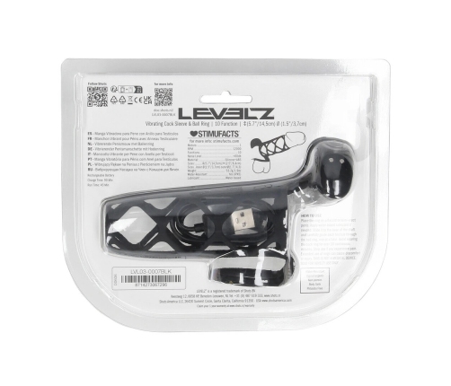 LEVELZ Silicone Stamina Sleeve with Vibrating Support Ring Black