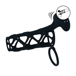 LEVELZ Silicone Stamina Sleeve with Vibrating Support Ring Black
