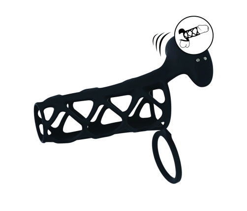 LEVELZ Silicone Stamina Sleeve with Vibrating Support Ring Black