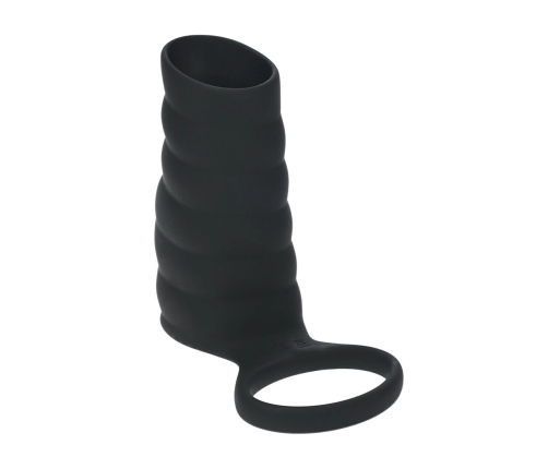 LEVELZ Vibrating Ribbed Silicone Support Ring & Sleeve Black