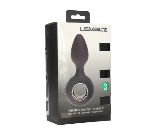LEVELZ Rechargeable Silicone Anal Plug Black with Loop Base