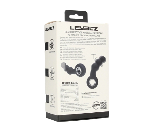 LEVELZ Beaded Silicone Intimate Massager with Loop - Black Rechargeable