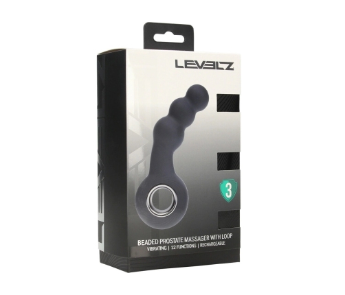 LEVELZ Beaded Silicone Intimate Massager with Loop - Black Rechargeable