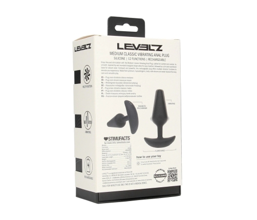 LEVELZ Classic Silicone Vibrating Plug M Black - Rechargeable & Hypoallergenic