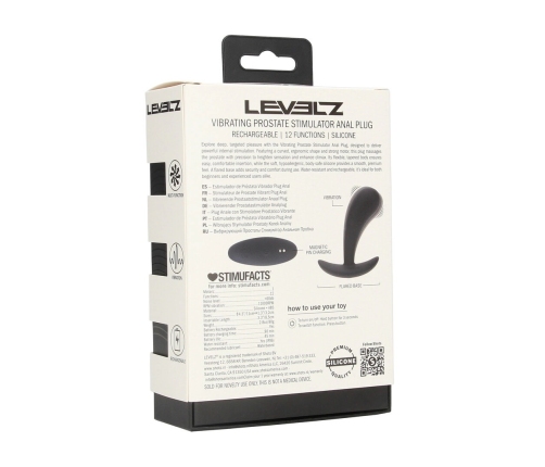 LEVELZ Plug S Black - Rechargeable Silicone Anal Plug