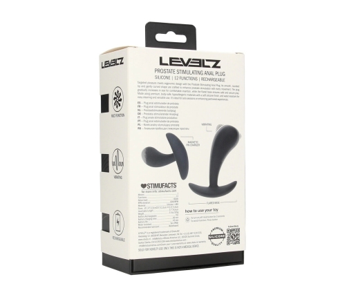 LEVELZ Vibrating Silicone Prostate Massager Medium Black Ergonomic
