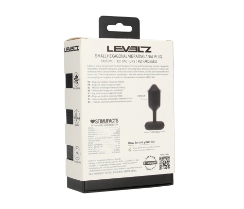 LEVELZ Hexagonal Silicone Anal Plug S Black - Vibrating, Rechargeable