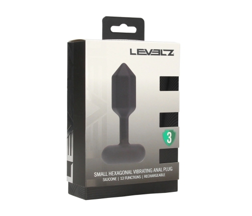 LEVELZ Hexagonal Silicone Anal Plug S Black - Vibrating, Rechargeable