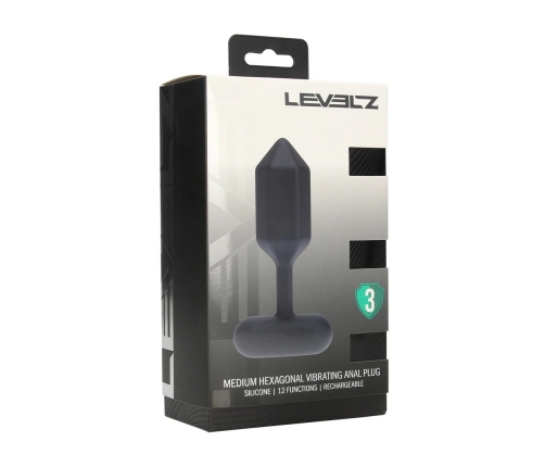 LEVELZ Plug Vibrating Silicone Hexagonal M Black - Rechargeable Anal Model