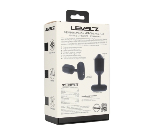 LEVELZ Plug Vibrating Silicone Hexagonal M Black - Rechargeable Anal Model