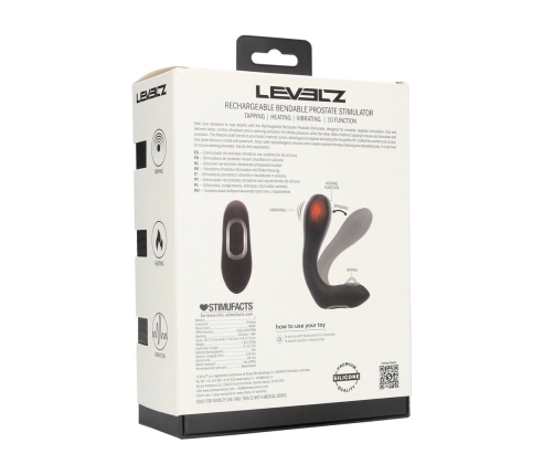 LEVELZ Bendable Silicone Prostate Stimulator Black, Heating & Tapping