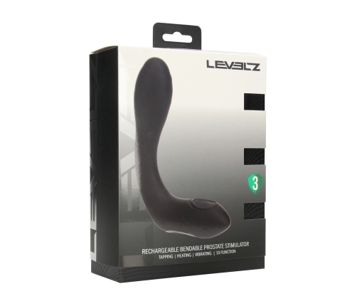LEVELZ Bendable Silicone Prostate Stimulator Black, Heating & Tapping
