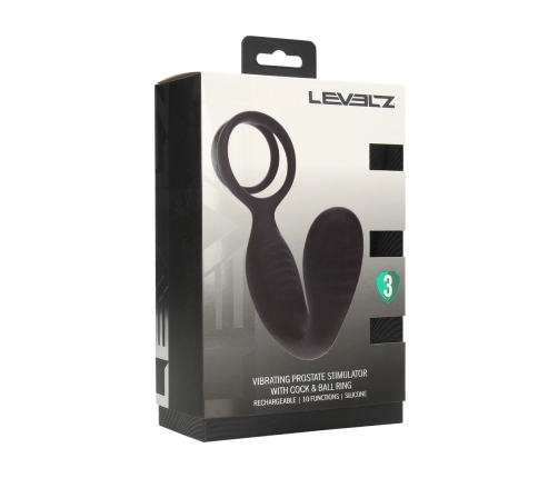 LEVELZ Men Vibration Prostate Model with Dual Support Ring Black