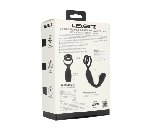 LEVELZ Men Vibration Prostate Model with Dual Support Ring Black