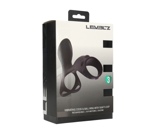 LEVELZ Power Ring Vibrating Silicone Ring with Shaft Loop Black