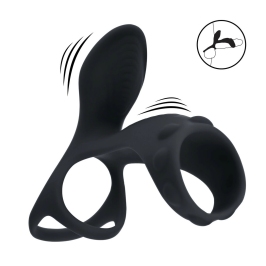 LEVELZ Power Ring Vibrating Silicone Ring with Shaft Loop Black