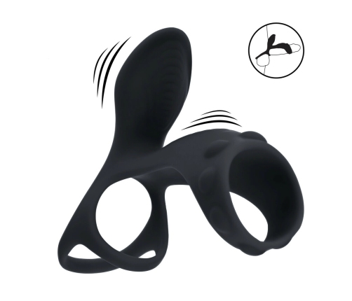 LEVELZ Power Ring Vibrating Silicone Ring with Shaft Loop Black