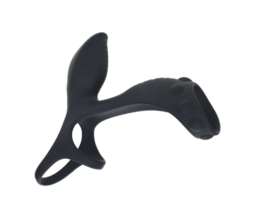 LEVELZ Power Ring Vibrating Silicone Ring with Shaft Loop Black