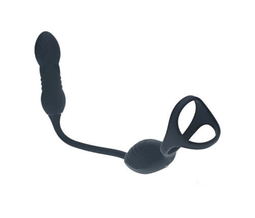 LEVELZ Vibrating & Thrusting Silicone Ring with Prostate Massager Black