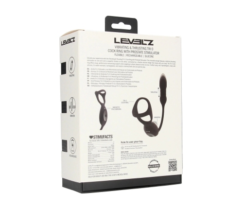 LEVELZ Vibrating & Thrusting Silicone Ring with Prostate Massager Black