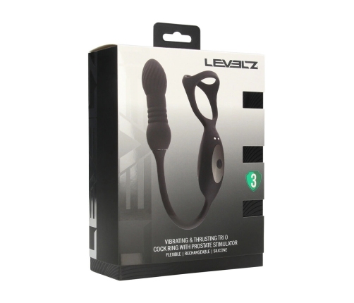 LEVELZ Vibrating & Thrusting Silicone Ring with Prostate Massager Black