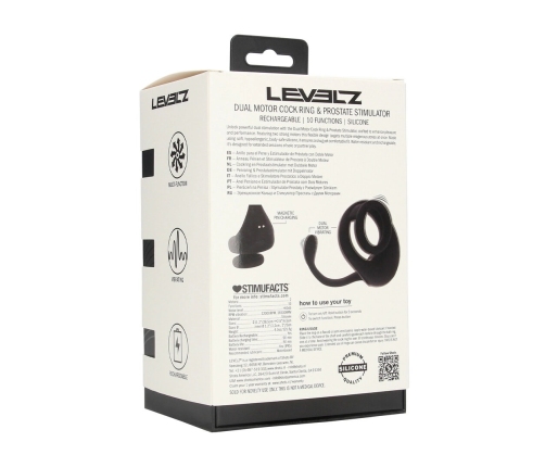 LEVELZ Partner Black Dual Motor Silicone Intimate Ring & Stimulator