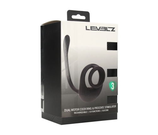LEVELZ Partner Black Dual Motor Silicone Intimate Ring & Stimulator