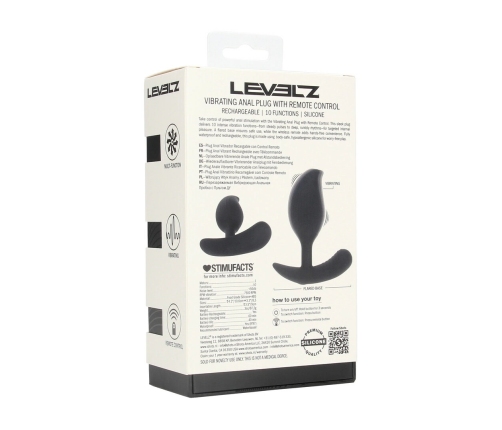 LEVELZ Black Liquid Silicone Plug with Remote, Rechargeable