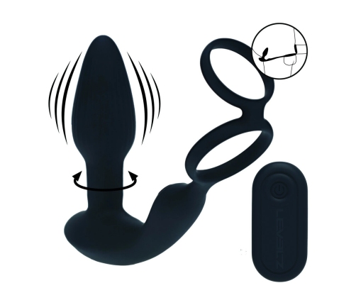 LEVELZ Black Dual Motor Prostate Stimulator with Rotating Beads & Ring