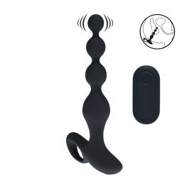 LEVELZ Beaded Vibrating Silicone Anal Device with Remote Black