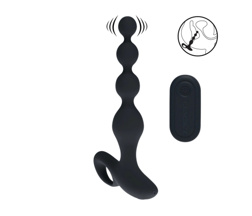 LEVELZ Beaded Vibrating Silicone Anal Device with Remote Black