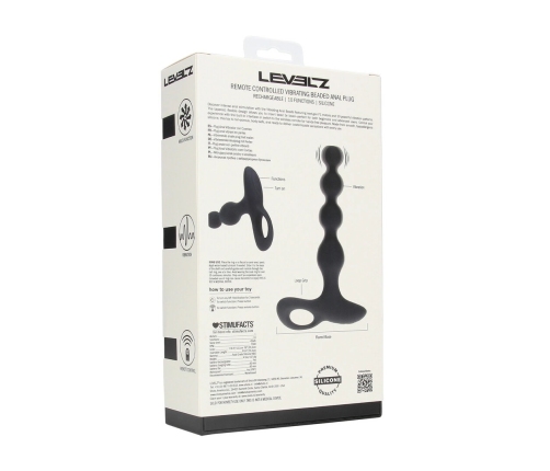 LEVELZ Beaded Vibrating Silicone Anal Device with Remote Black