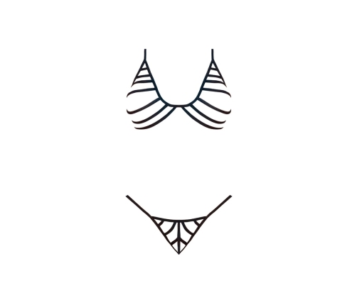 Bra and G-String Set with Straps - L/XL - Black