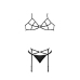 Bra, Garter and G-String Set with Rings and Straps - L/XL