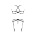 Bra, Garter and G-String Set with Rings and Straps - L/XL