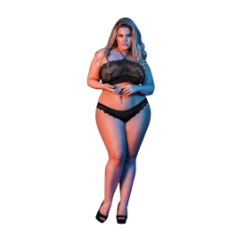 Halter Bandeaux and Panty Set - 2X - Black