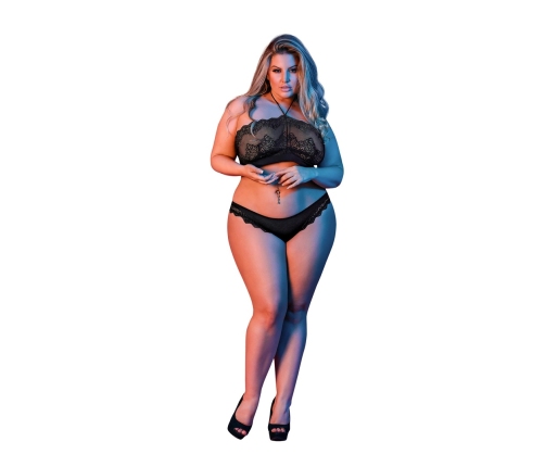 Halter Bandeaux and Panty Set - 2X - Black