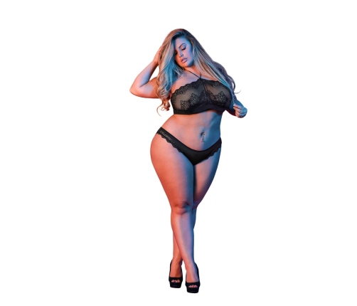 Halter Bandeaux and Panty Set - 2X - Black