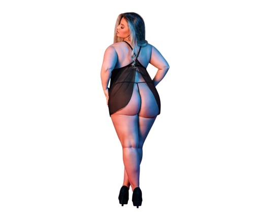 Babydoll with Open Back and G-String Set - 2X - Black