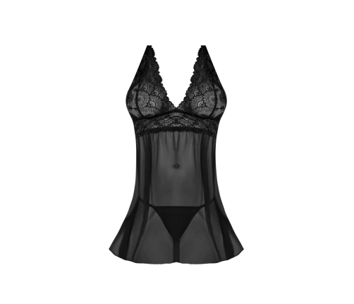 Babydoll with Open Back and G-String Set - L/XL - Black