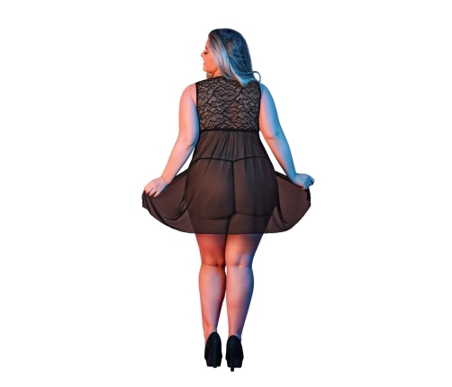 Babydoll with Open Back and G-String Set - 2X - Black