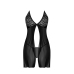 Babydoll with Open Back and G-String Set - 2X - Black